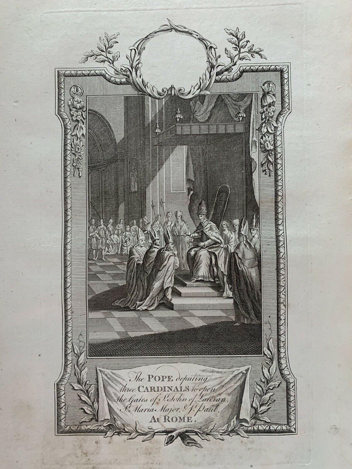 1794 The Pope & Cardinals The Vatican Rome Original Antique Print 226 Years Old