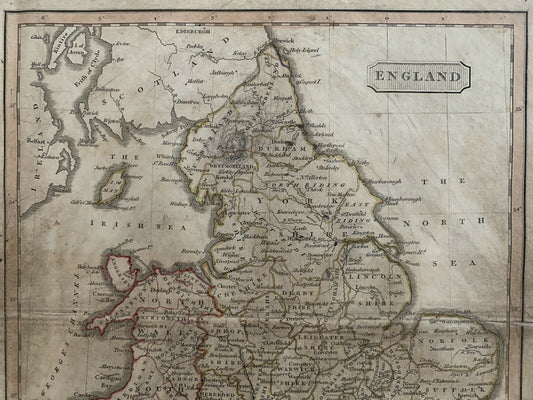 1826 England & Wales Hand Coloured Antique Map By John Cary 194 Years Old