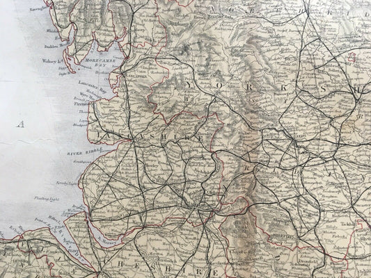 1858 England & Wales Original Antique Map By Adam & Charles Black 160 Years Old