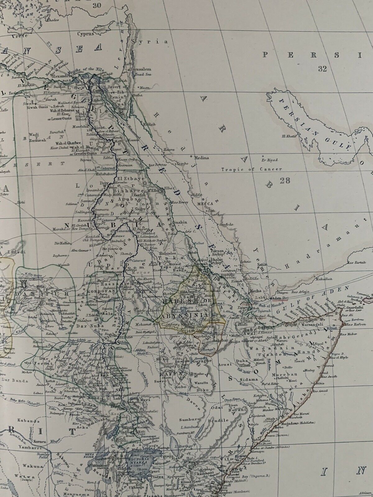 1881 Africa Large Hand Coloured Original Antique Map By A.K. Johnston
