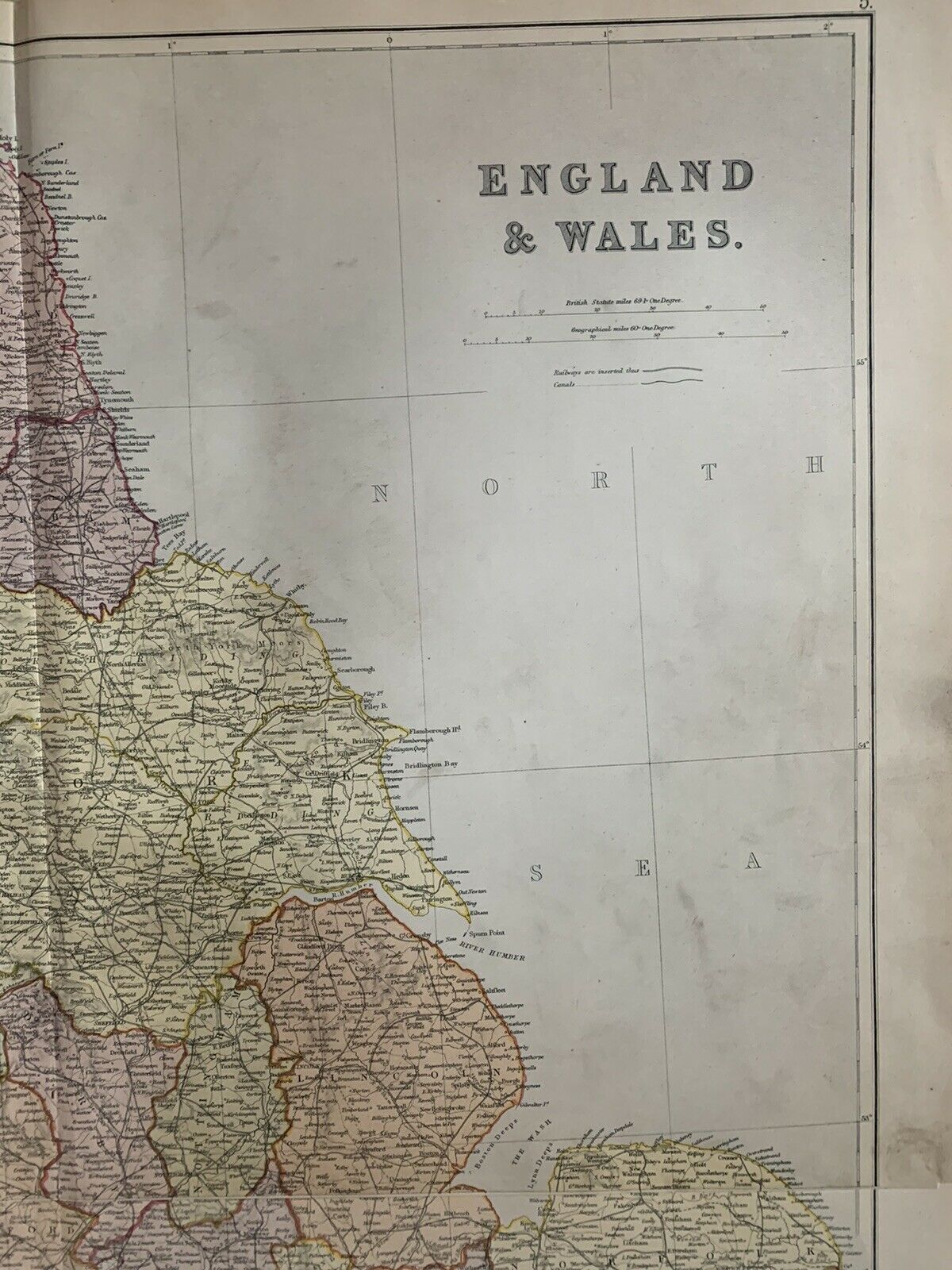 1882 England & Wales Large Antique Colour Map By W.G. Blackie