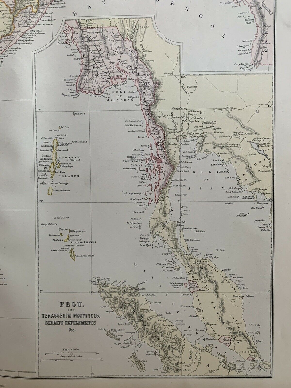 1882 India Large Original Antique Colour Map By W.G. Blackie