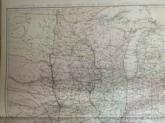 1882 United States Large Antique Colour Map By W.G. Blackie
