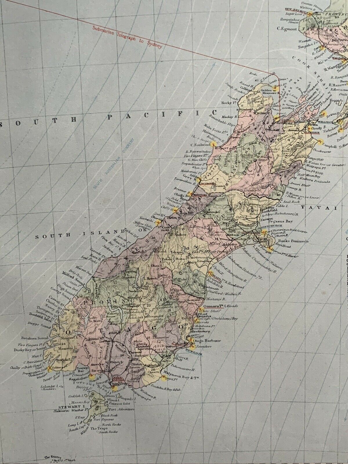 1889 New Zealand Original Antique Map By Letts, Son & Co. 131 Years Old