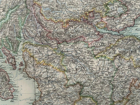 1893 Scotland On Two Sheets Large Antique Map By Johnston 126 Years Old