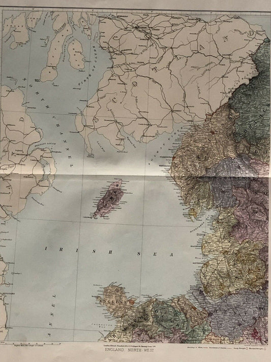 1894 England & Wales Huge Map On Four Sheets From Edward Stanford London Atlas