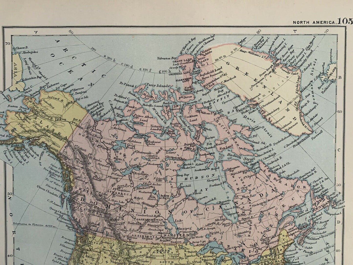 1899 North America Antique Map By G.W. Bacon 121 Years Old