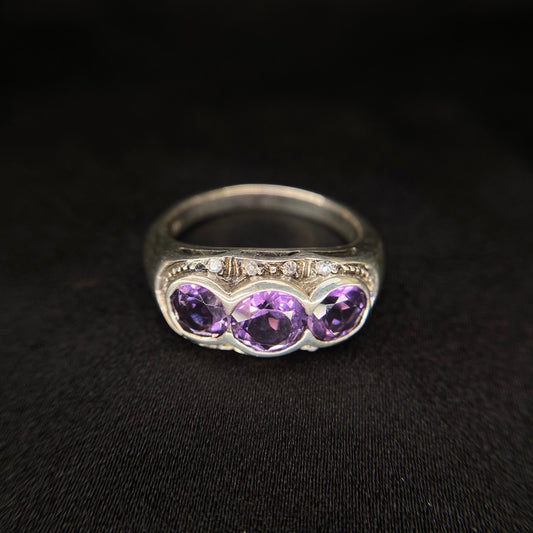 Trio Gem Silver Ring