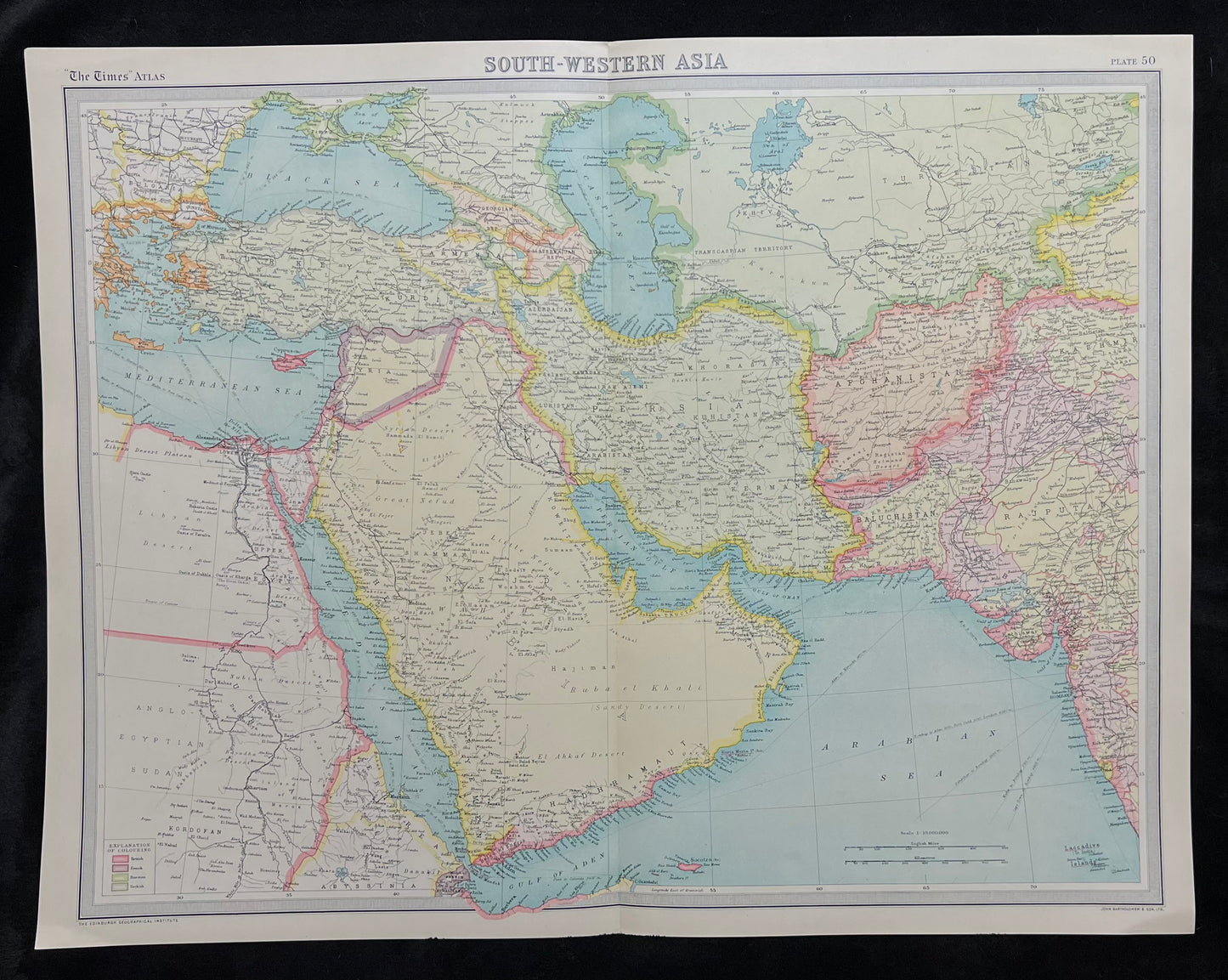 1922 South Western Asia Map by Bartholomew