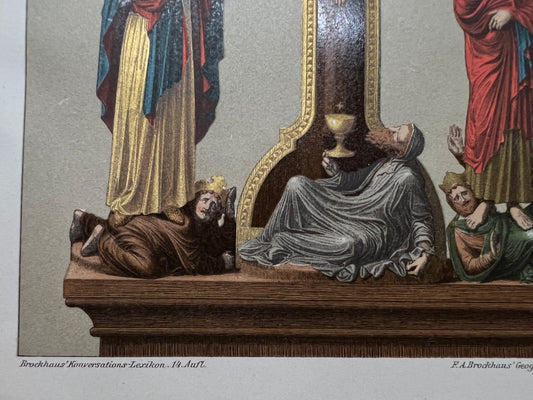 1890s Antique Print of Crucifix zu Wechselburg by Brockhaus