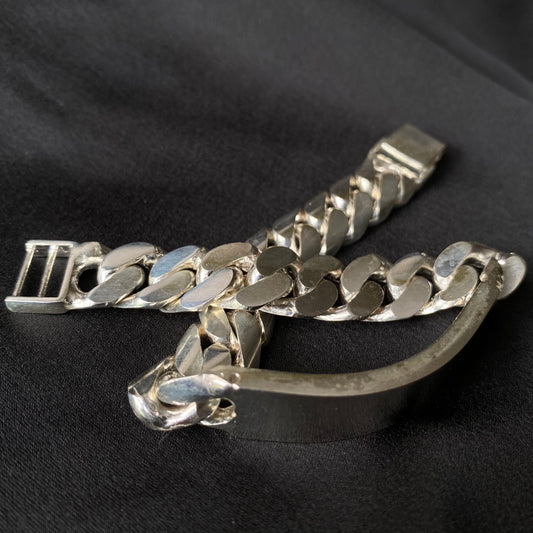 Thick Silver Identity Bracelet