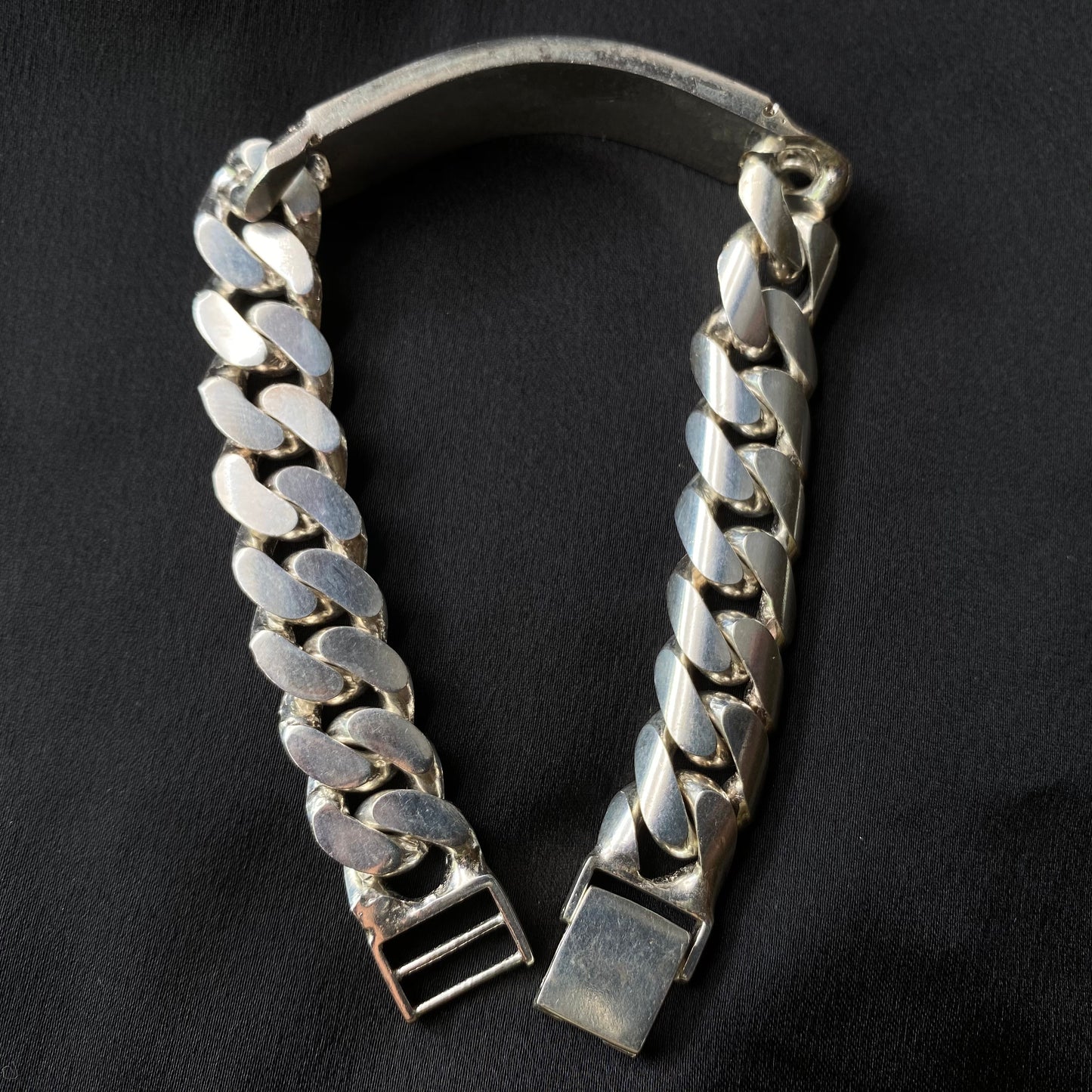 Thick Silver Identity Bracelet