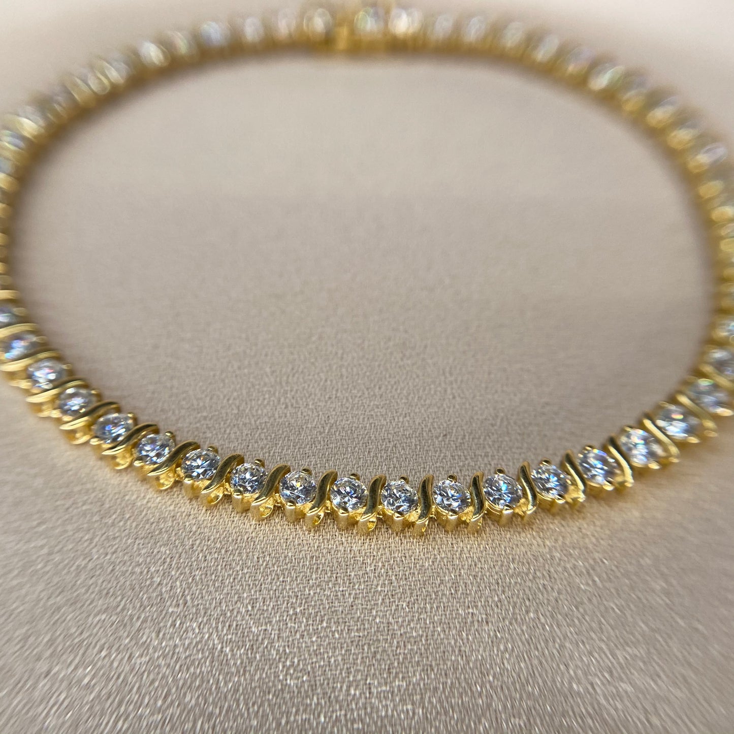 Wave Zirconia Gold Bracelet