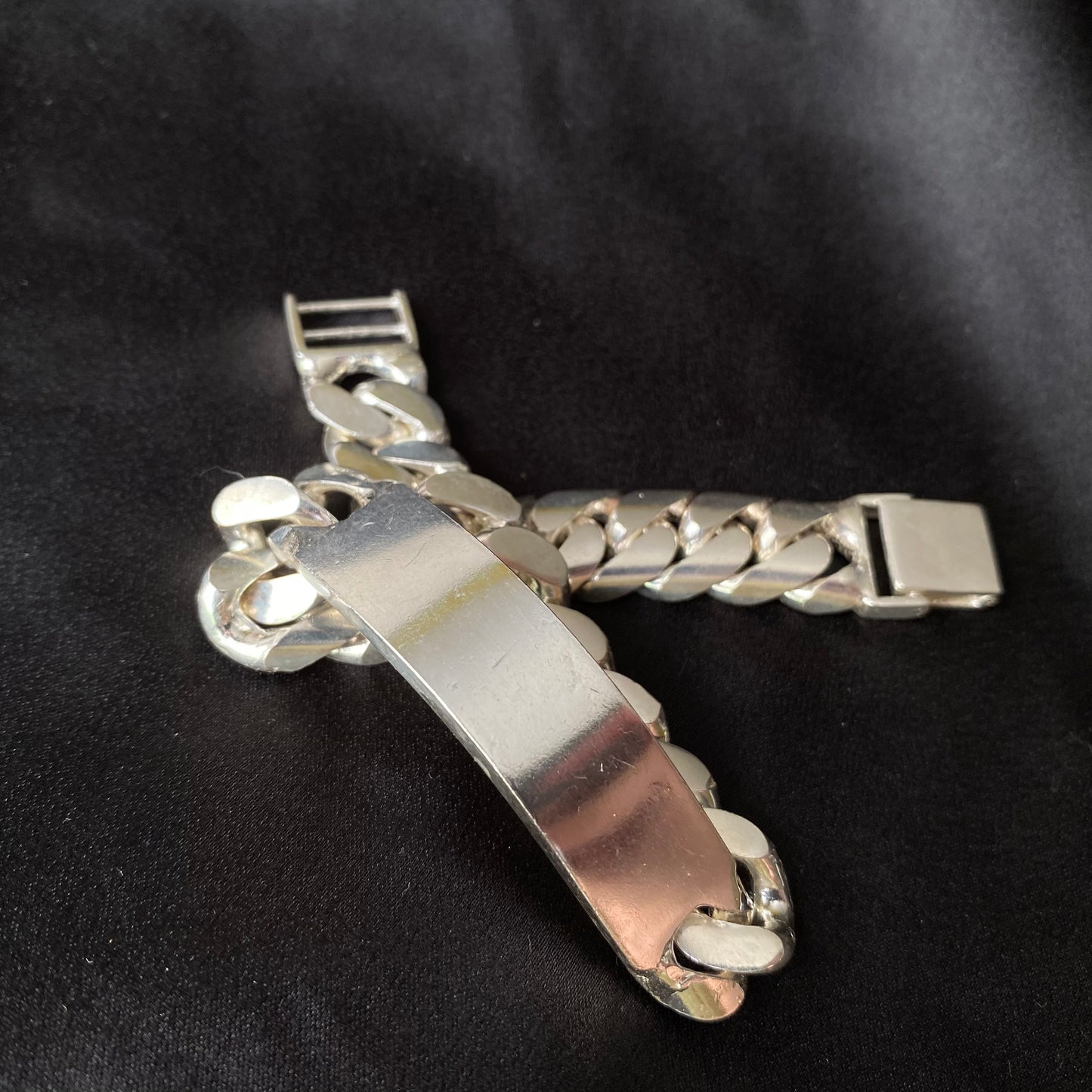Thick Silver Identity Bracelet