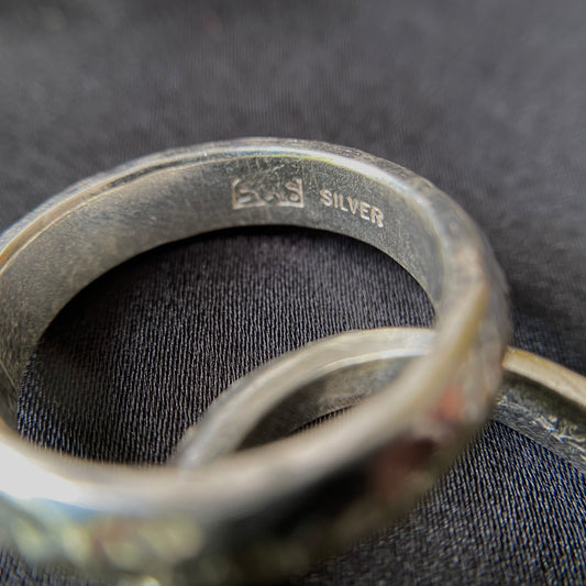 Compound Hammer-marked Silver Ring