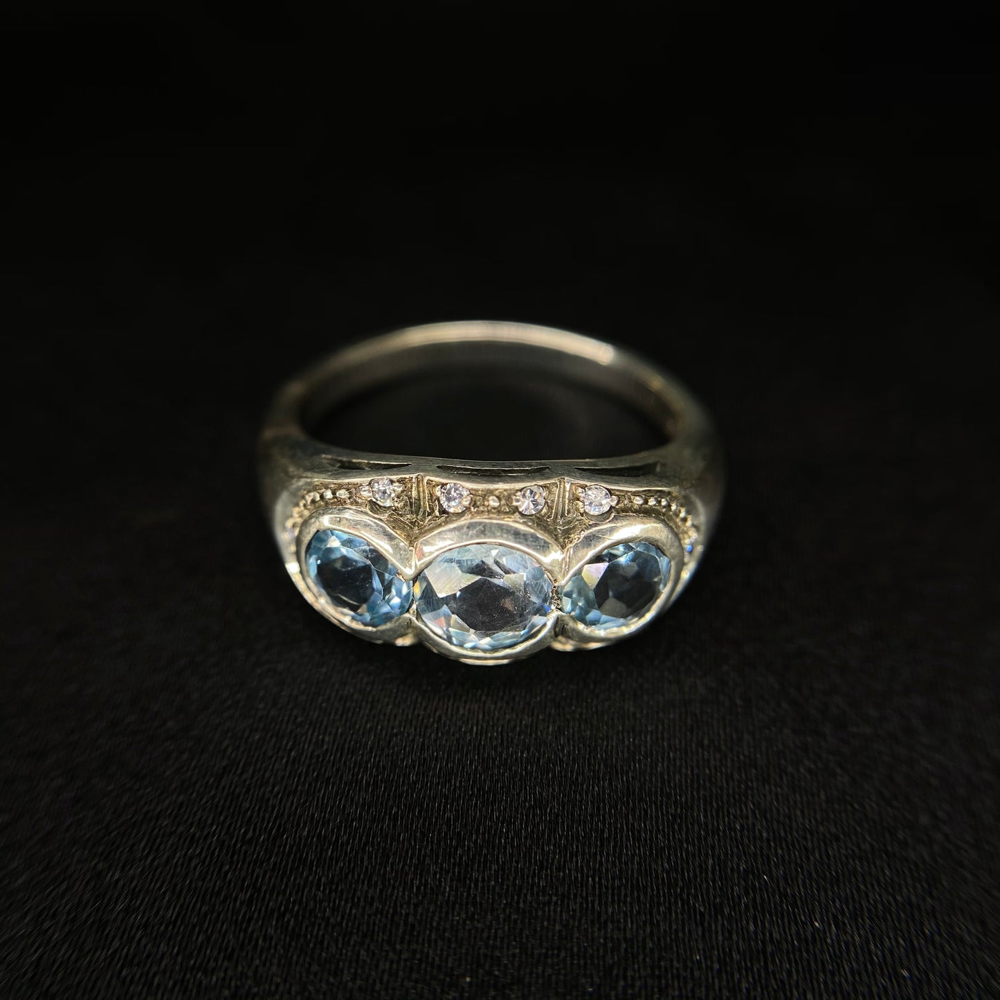 Trio Gem Silver Ring