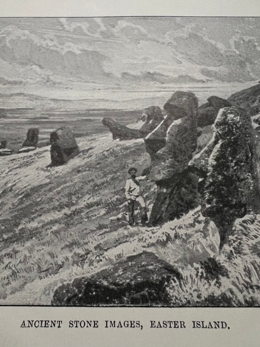 1894 Antique Print Ancient Stone Images - Easter Island by Standford