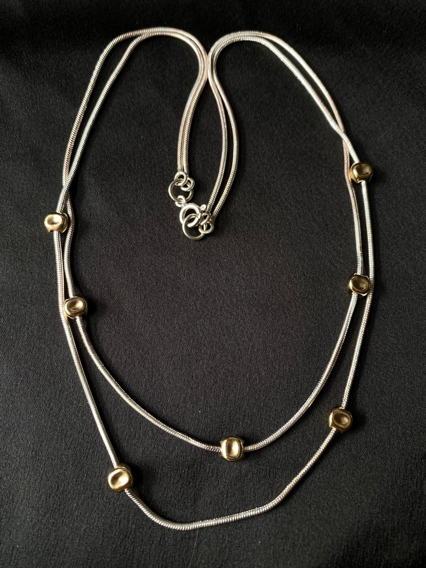 Gold Bead Double Necklace