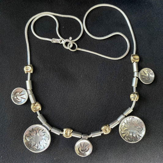 Patterned Gold Bead Necklace