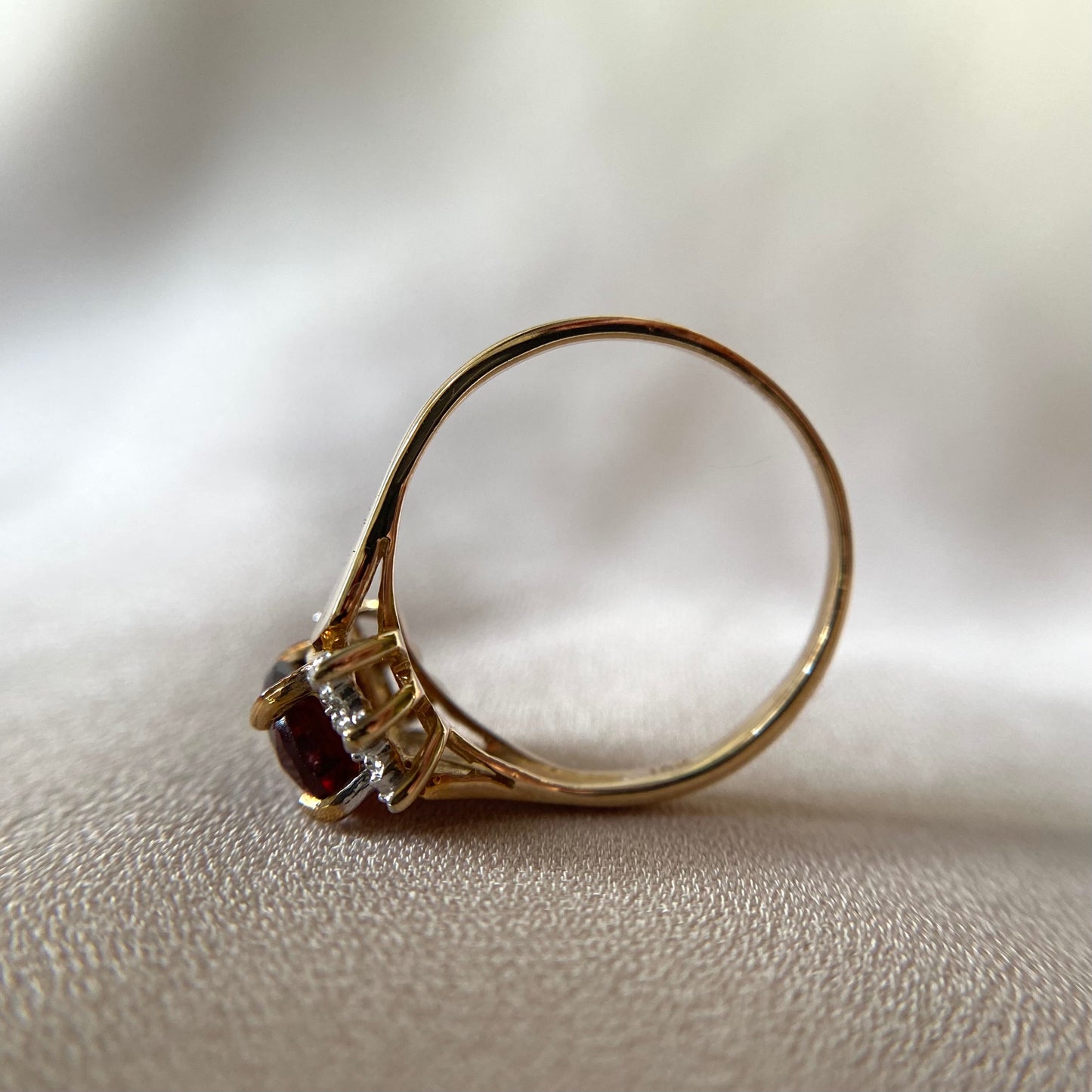 Gothic Revival Red Garnet Gold Ring