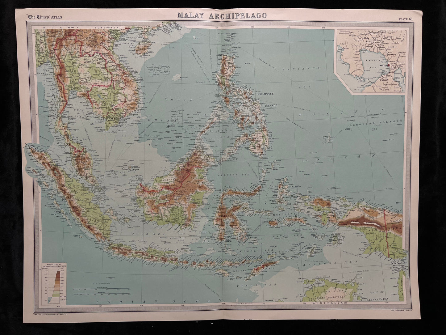 1922 Malay Archipelago Map by Bartholomew