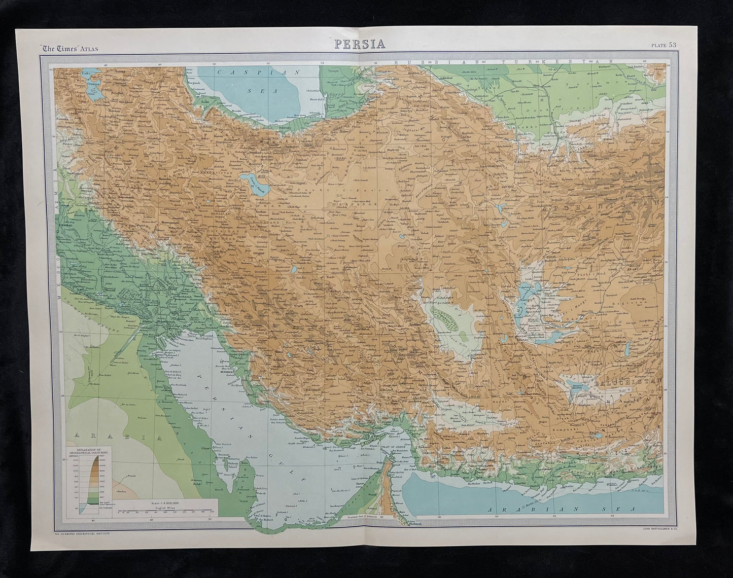 1922 Persia Map by Bartholomew