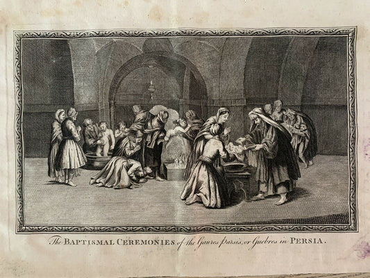 1794 Baptismal Ceremonies In Persia Copperplate Antique Print 226 Years Old