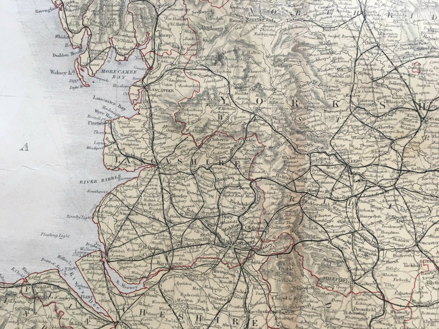 1858 England & Wales Original Antique Map By Adam & Charles Black 160 Years Old
