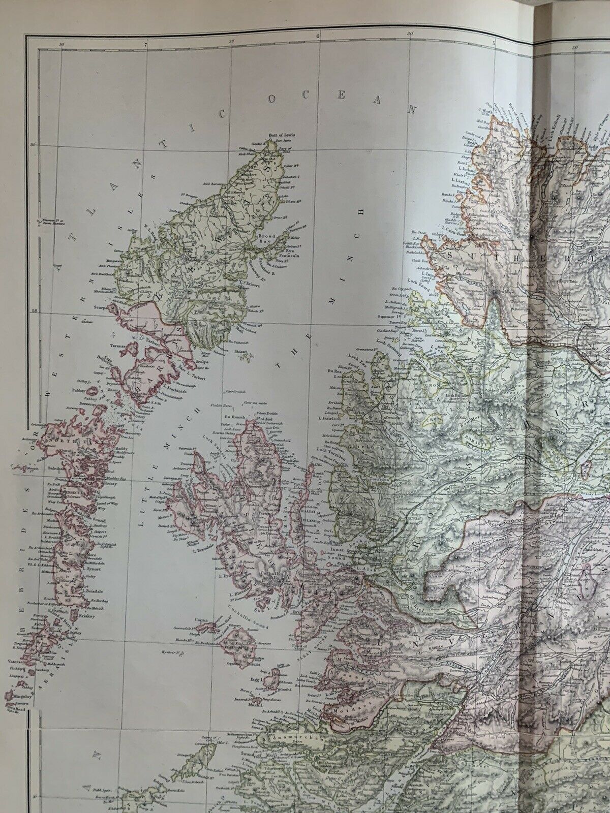 1882 Scotland Large Antique Colour Map By W.G. Blackie