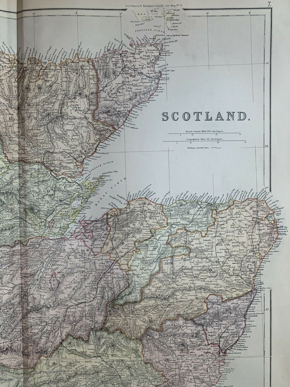 1882 Scotland Large Antique Colour Map By W.G. Blackie
