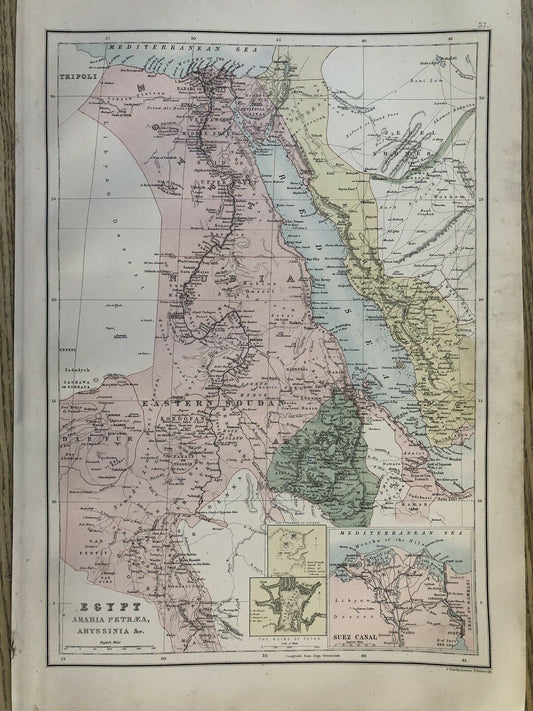 1884 Egypt With Suez Canal Inset Map By John Bartholomew & A & C Black