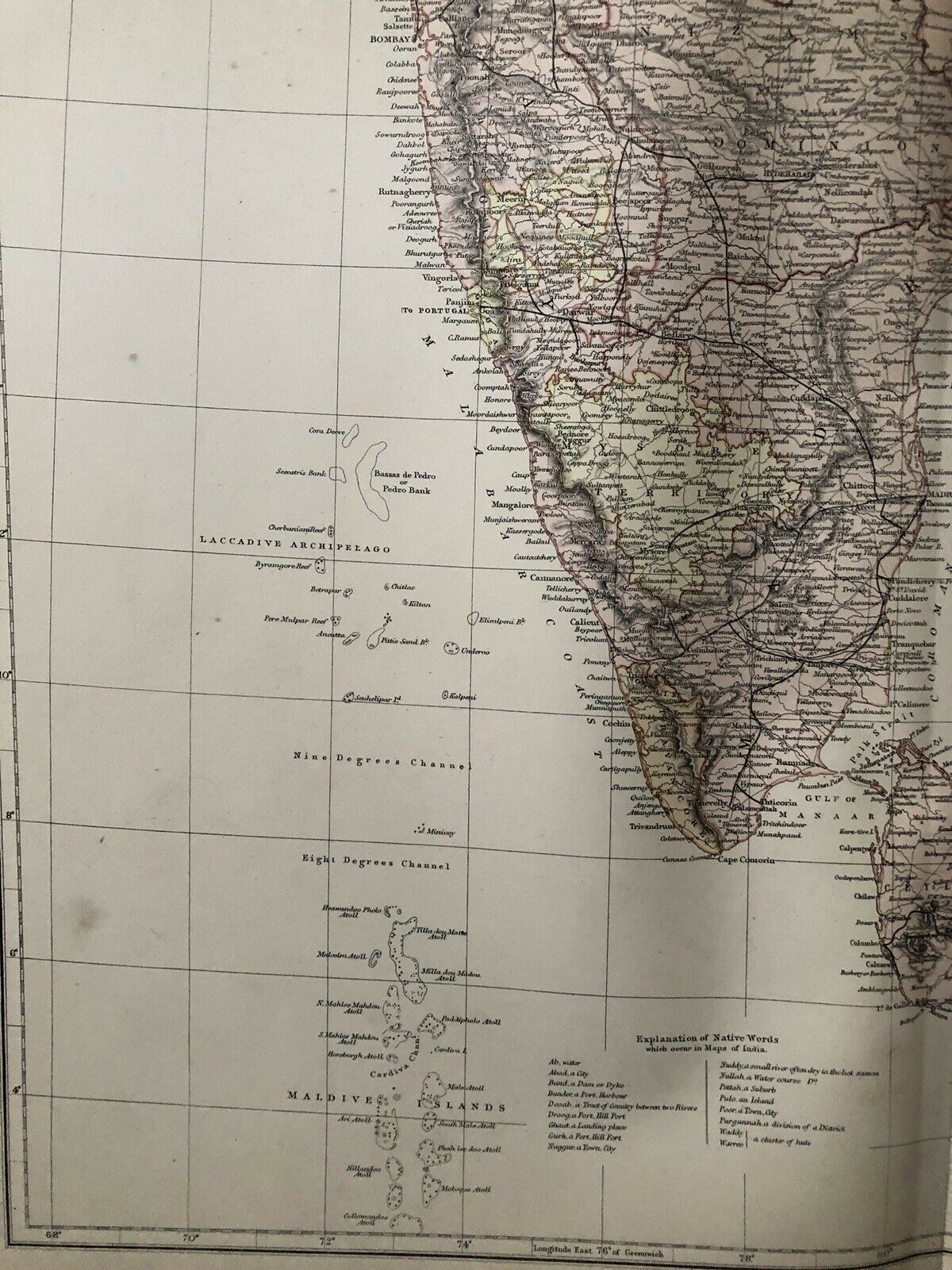 1884 India Large Coloured Antique Map On Two Sheets By W.G. Blackie