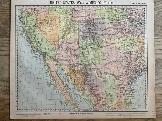 1889 Southwest United States & North Mexico Antique Map By Letts, Son & Co.