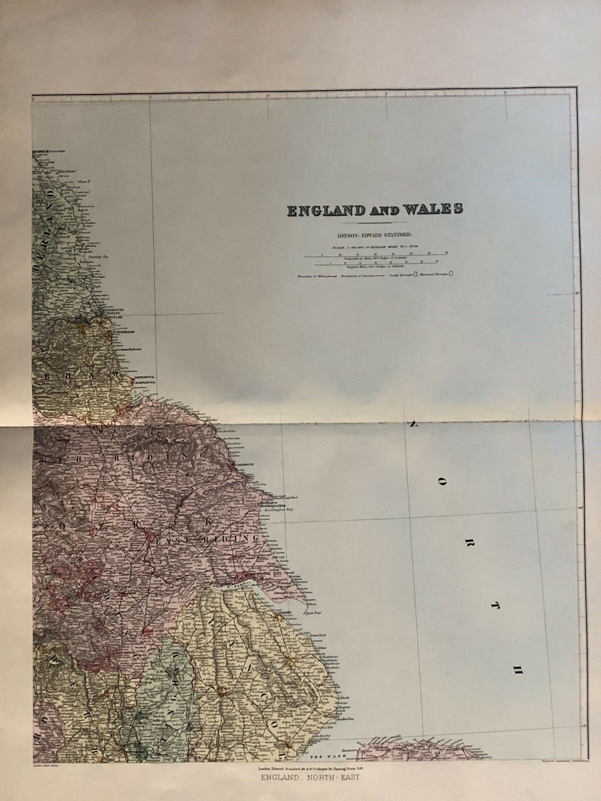 1894 England & Wales Huge Map On Four Sheets From Edward Stanford London Atlas