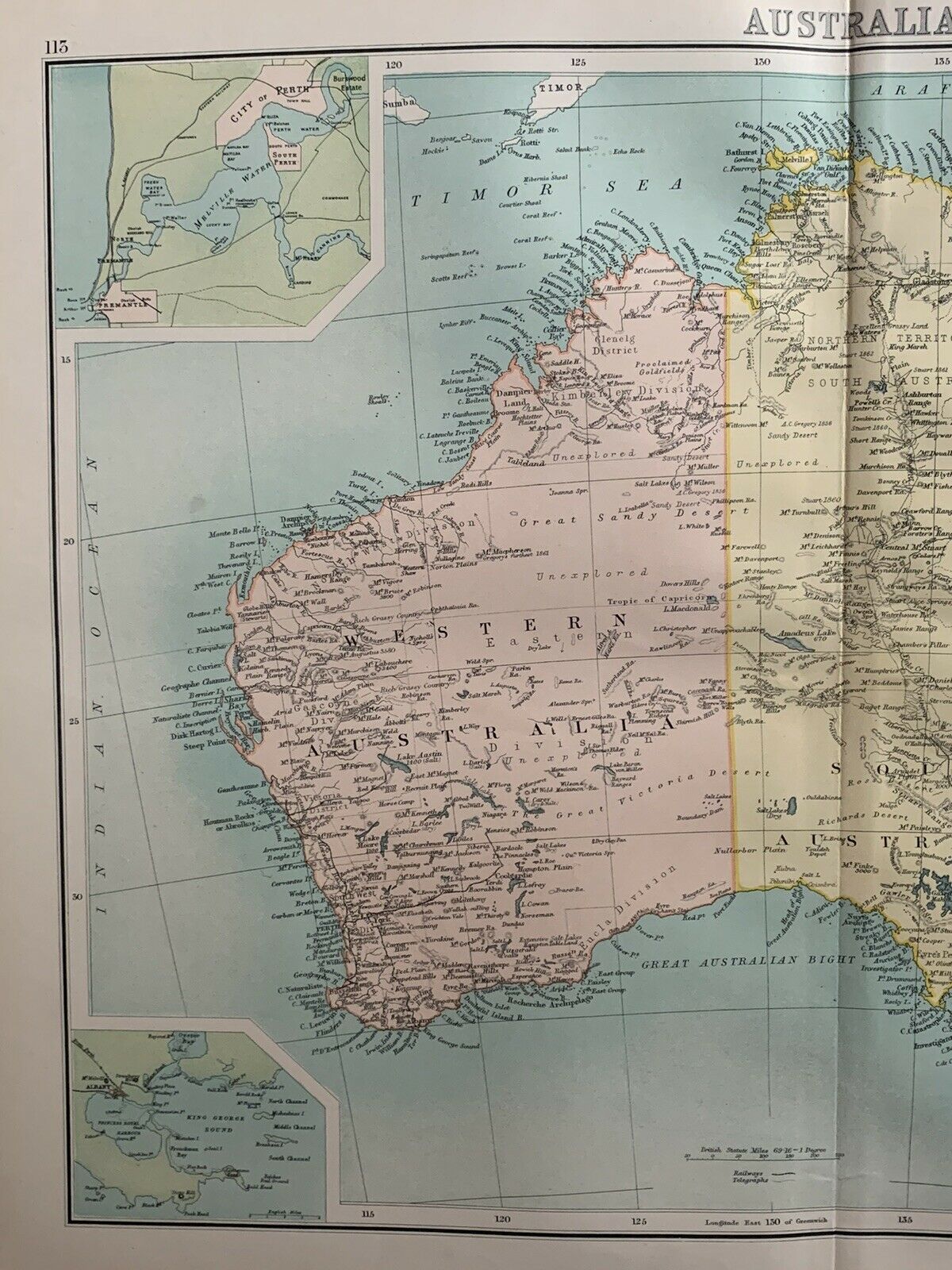 1898 Australia Antique Colour Map By John Bartholomew 122 Years Old