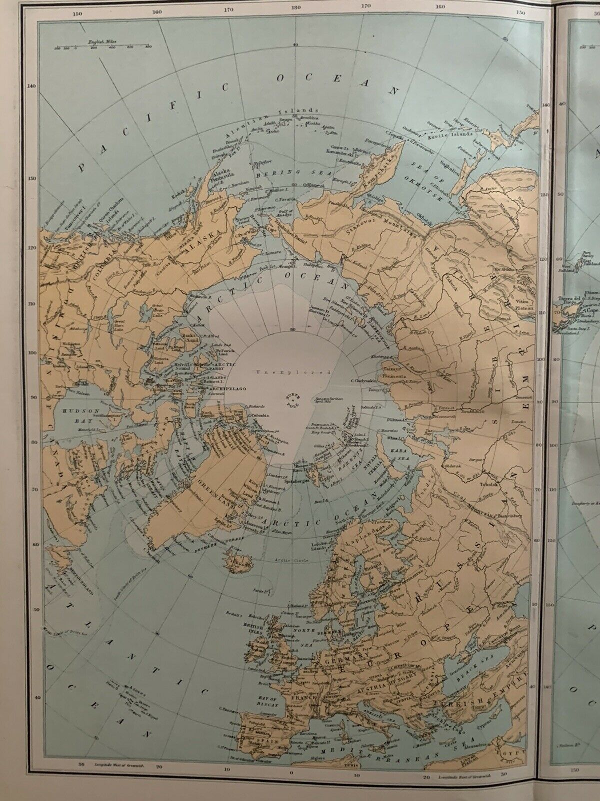 1898 North & South Pole Arctic & Antarctic Polar Regions Antique Colour Map