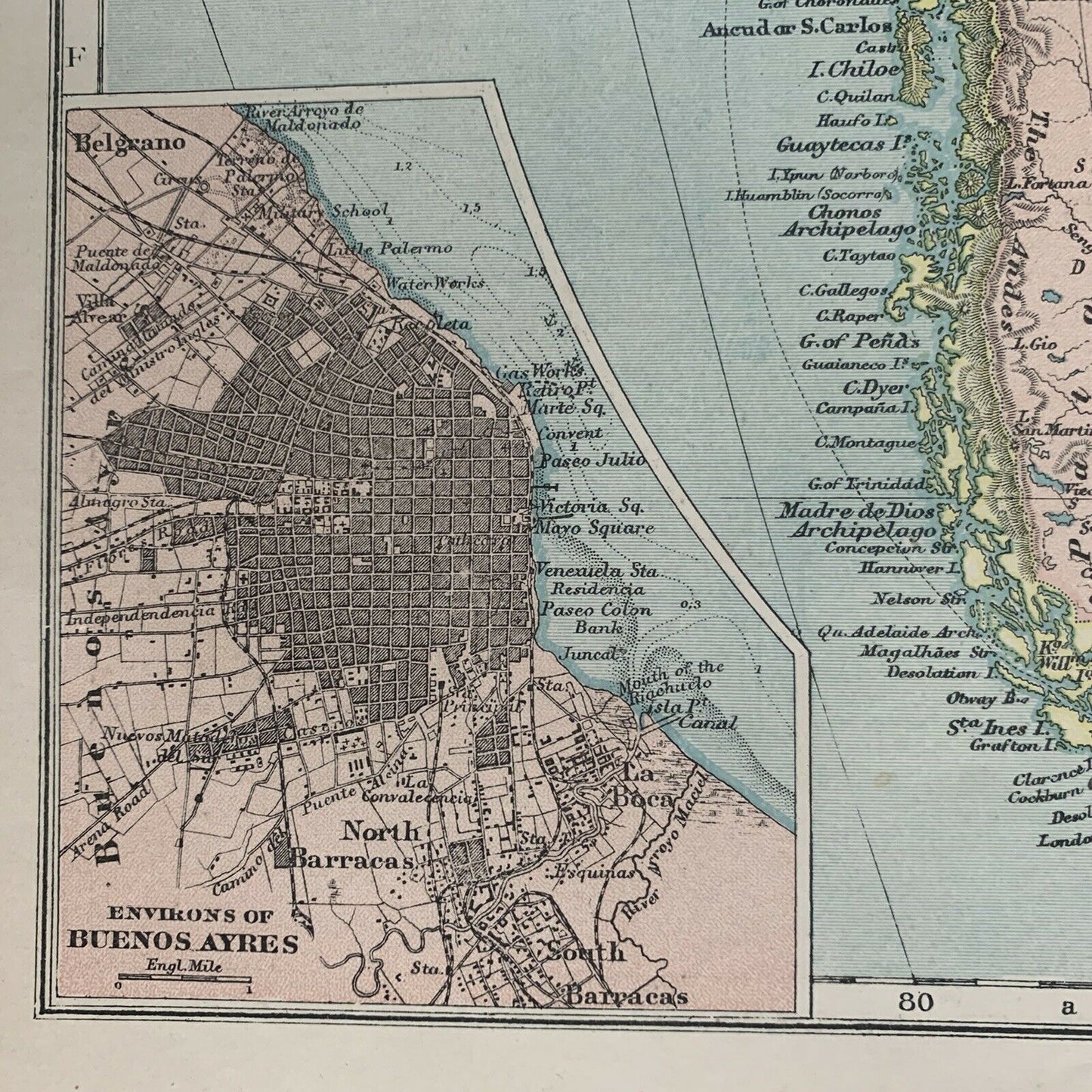1899 South America Antique Map By G.W. Bacon 121 Years Old