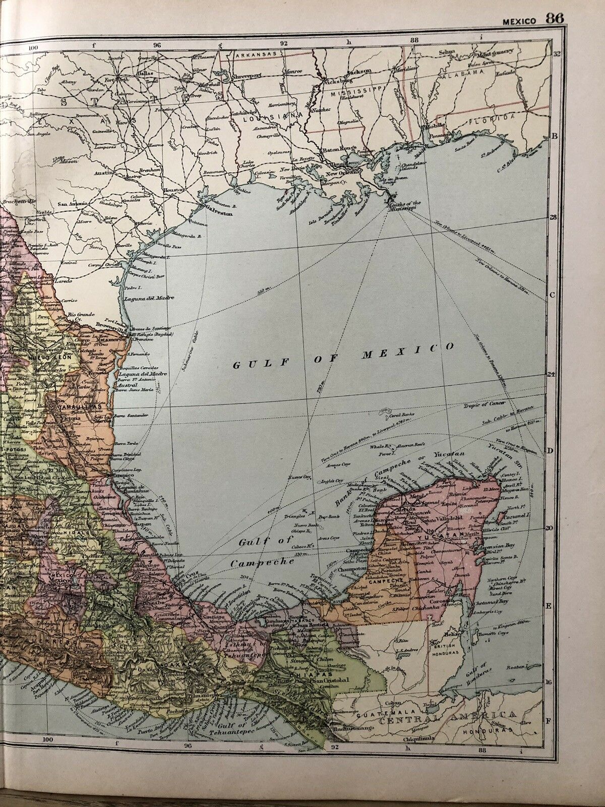 1908 Mexico Original Antique Map By G.W. Bacon 110 Years Old