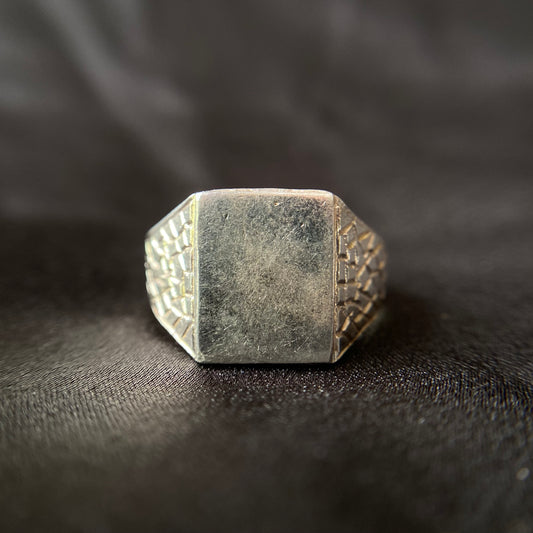 Cobblestone Signet Silver Ring