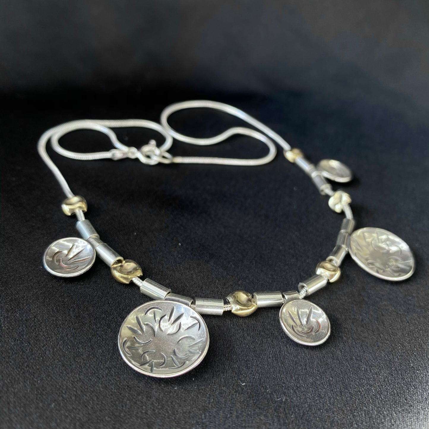 Patterned Gold Bead Necklace