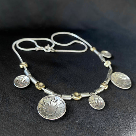 Patterned Gold Bead Necklace