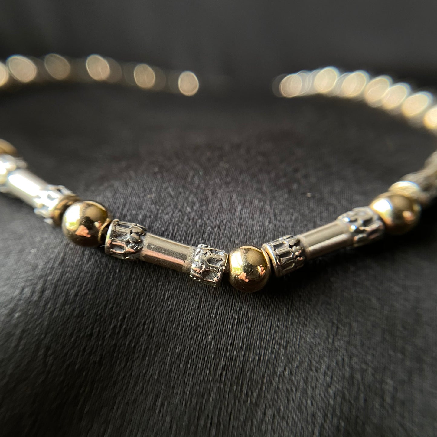 Thin Tribal Gold Bead Necklace