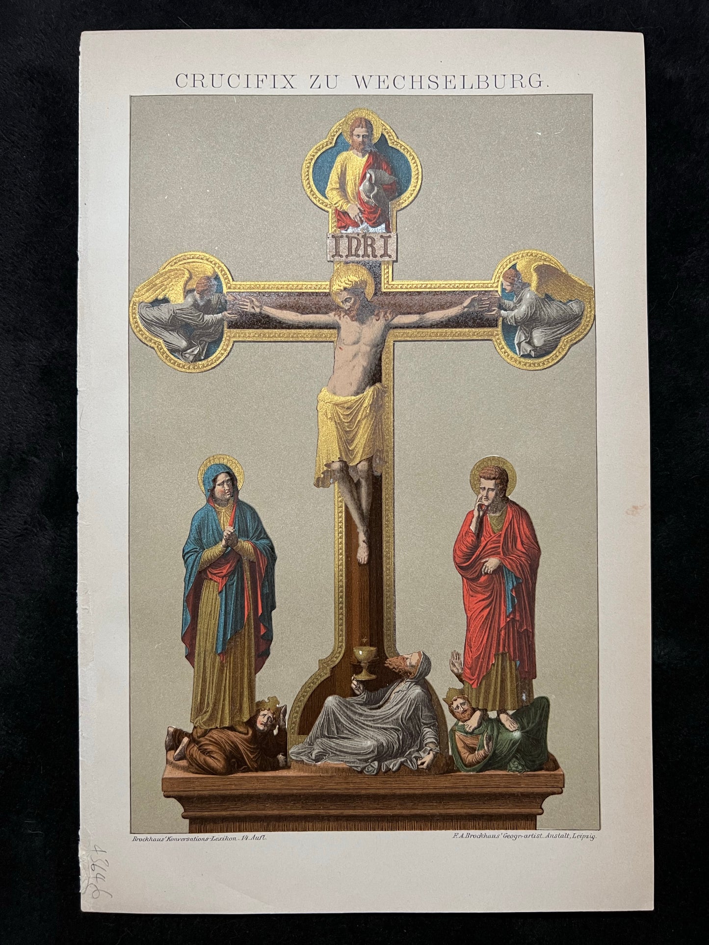 1890s Antique Print of Crucifix zu Wechselburg by Brockhaus