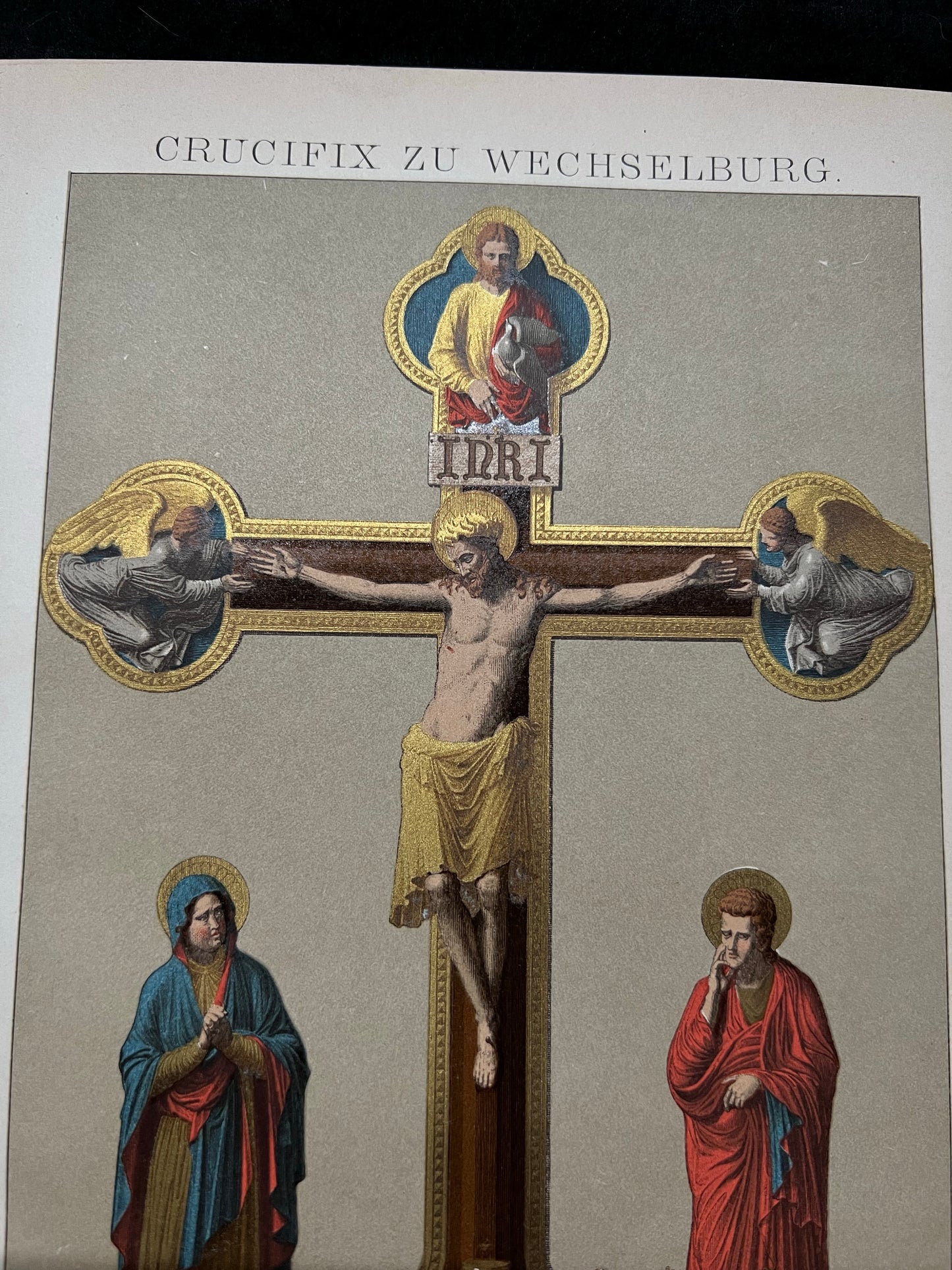 1890s Antique Print of Crucifix zu Wechselburg by Brockhaus