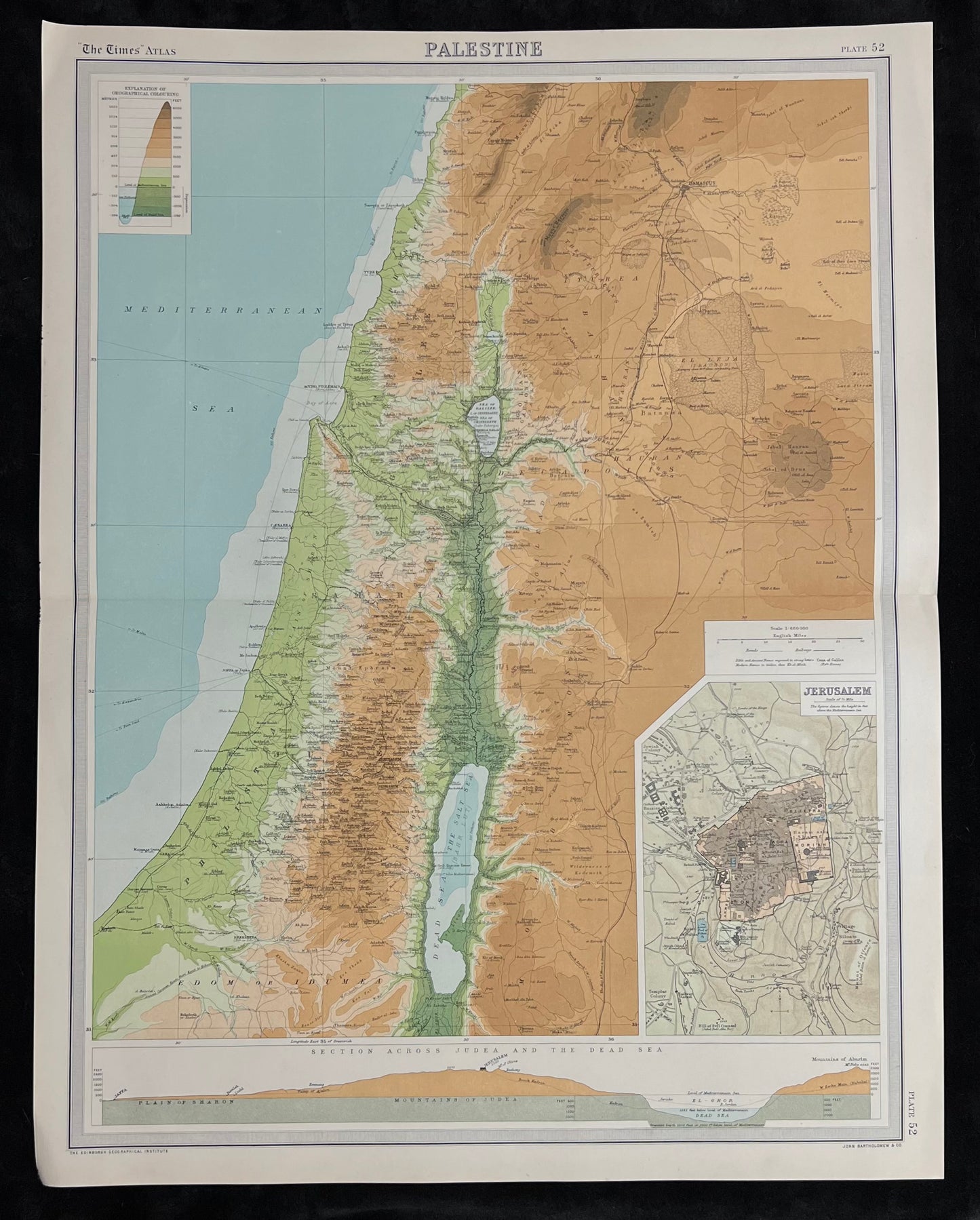 1922 Palestine Map by Bartholomew