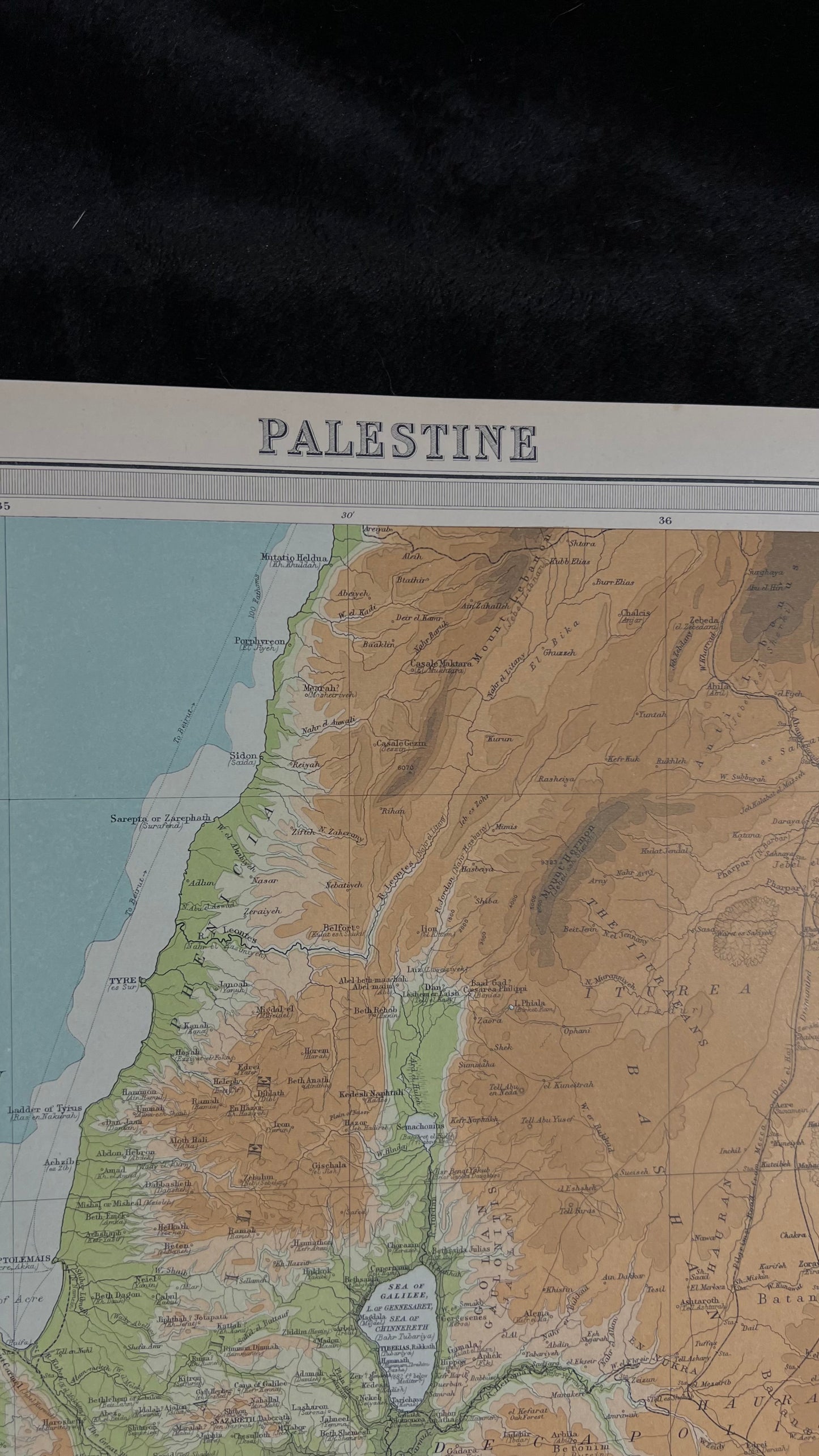 1922 Palestine Map by Bartholomew