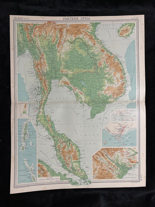 1922 Farther India Map by Bartholomew