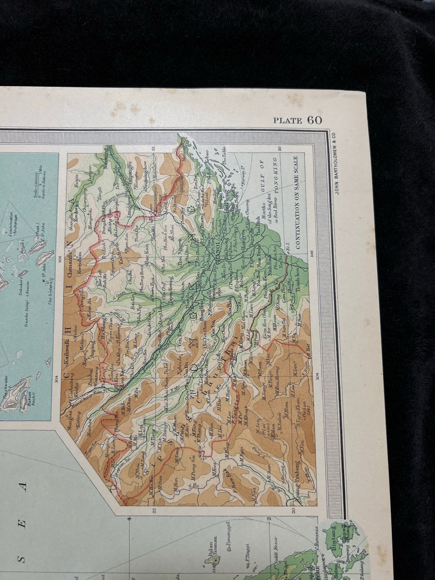 1922 Farther India Map by Bartholomew