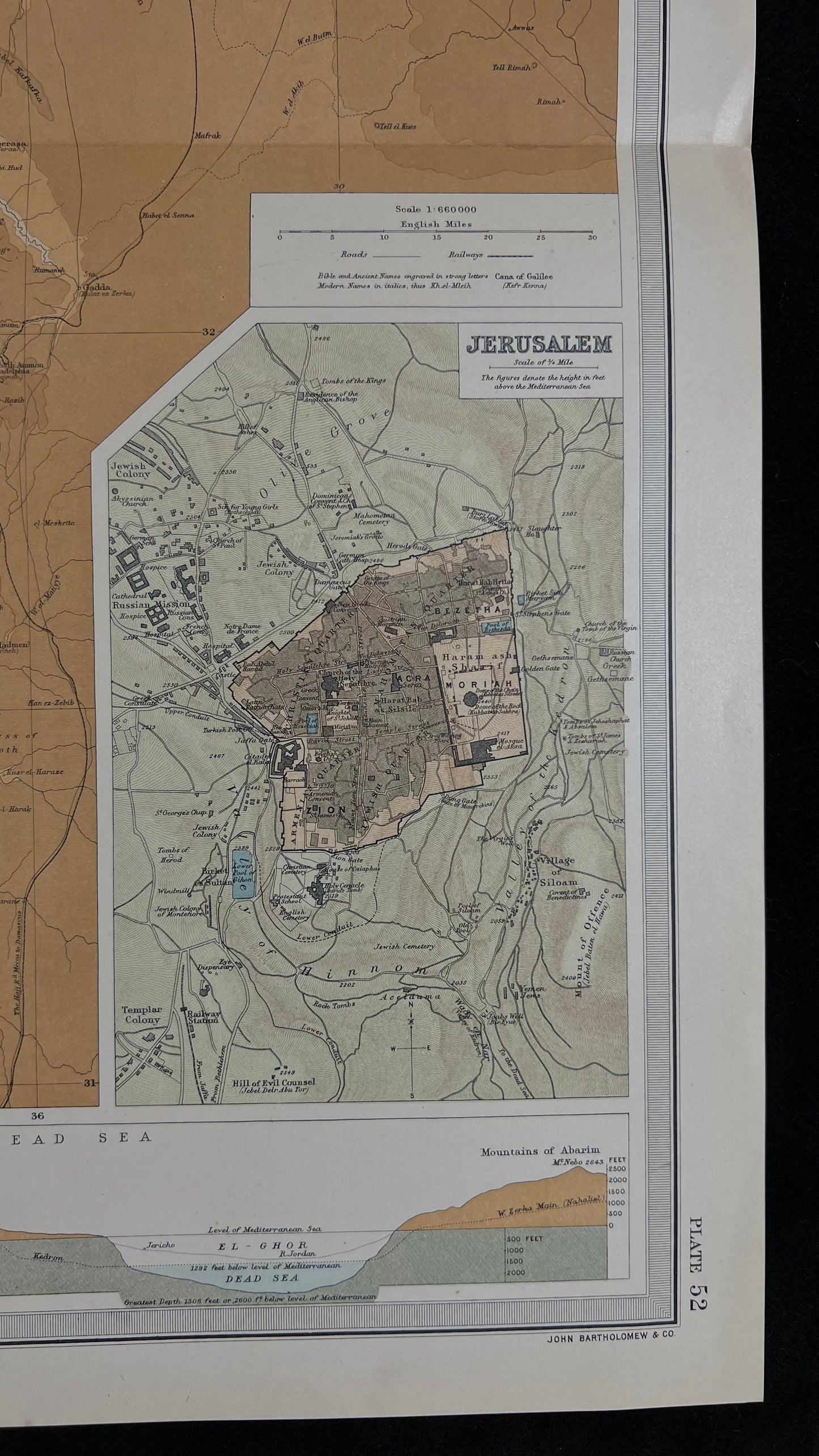 1922 Palestine Map by Bartholomew