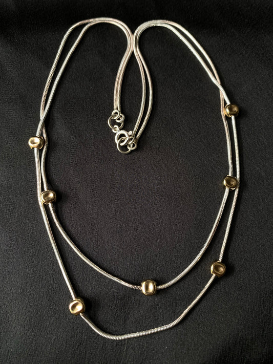 Gold Bead Double Necklace